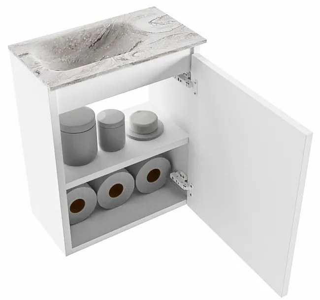 Mondiaz Ture DLux toiletmeubel 40cm talc met wastafel glace links zonder kraangat