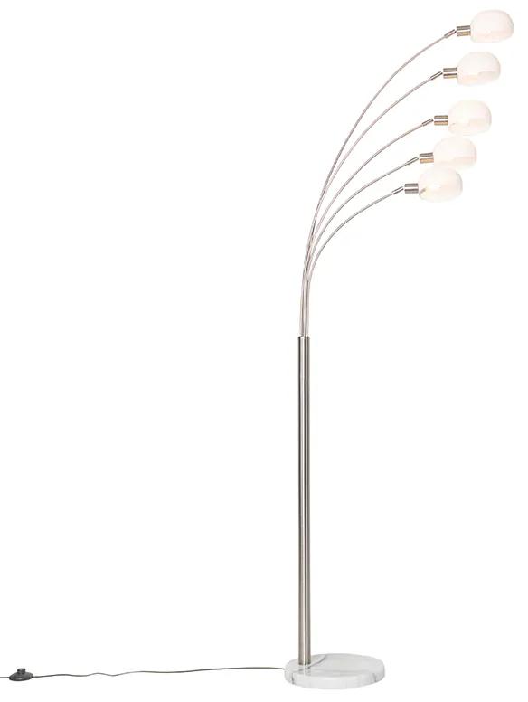 Design vloerlamp staal met opaal glas 5-lichts - Sixties Marmo Design E14 Binnenverlichting Lamp