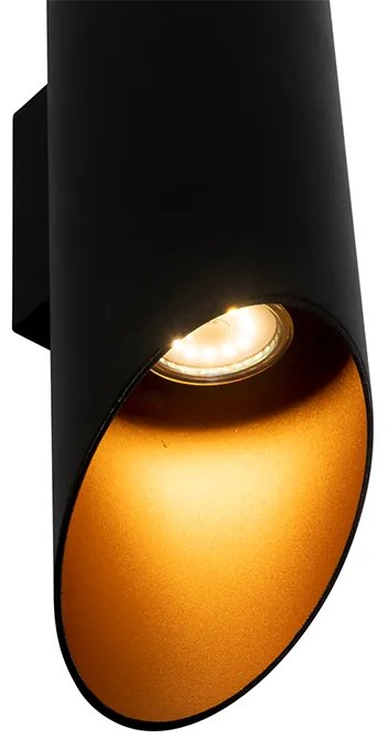 Moderne wandlamp zwart met gouden binnenkant 9,6 cm- Organo
