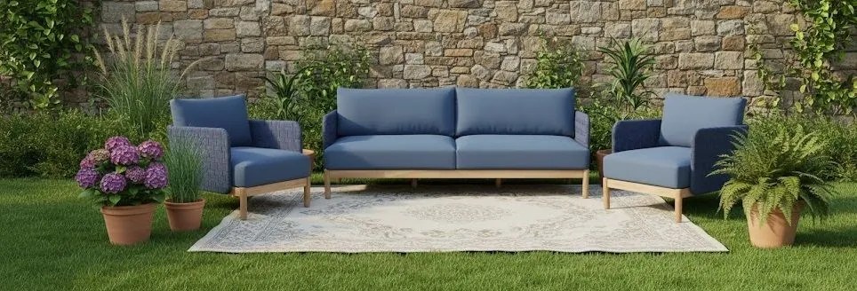 Baratti Stoel-Bank loungeset - Kolbe - 3-delig - Navy Blue - Baratti
