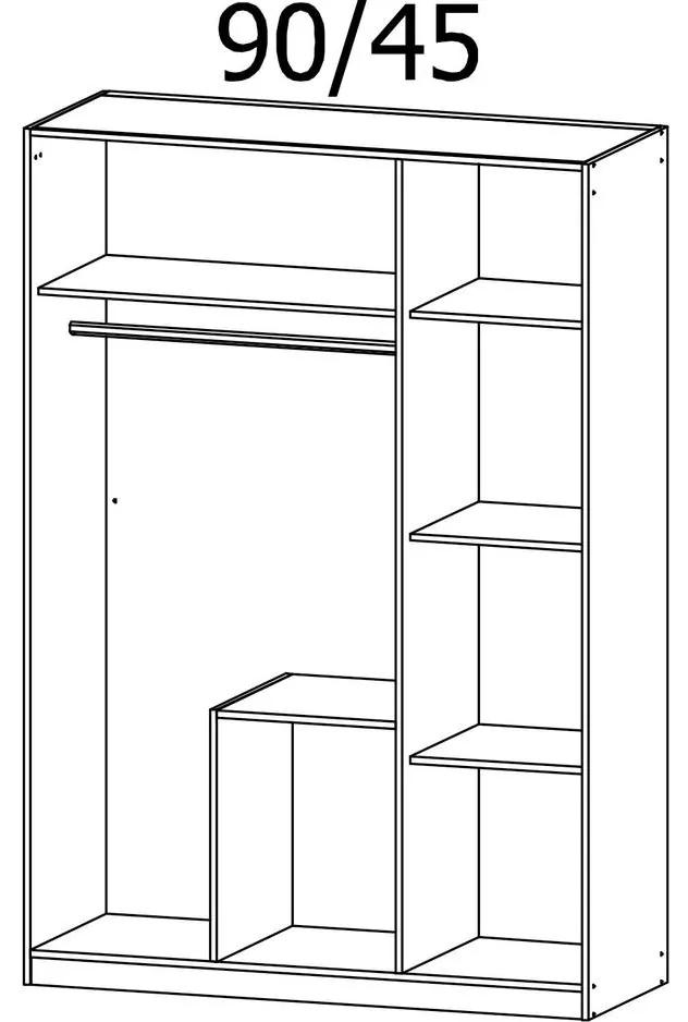 Goossens Basic Kledingkast Bastion, 136 cm breed, 197 cm hoog, 2x draai en 1x spiegeldeur en 2x lade in kleur van romp midden