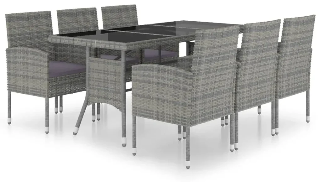 vidaXL 7-delige Tuinset poly rattan antracietkleurig en grijs