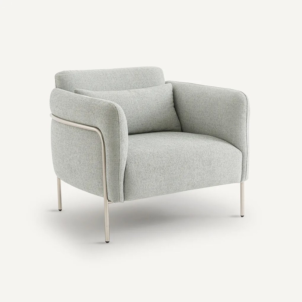 Fauteuil in geextureerde stof en satijn nikkel, Alistair