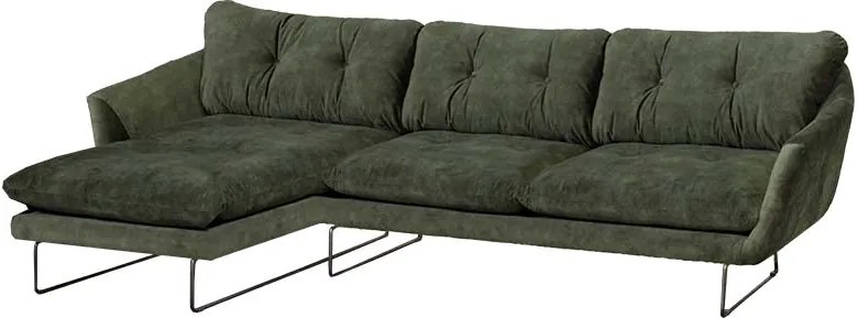 Hoekbank - Kuddar - links - velours Adore Hunter groen 156