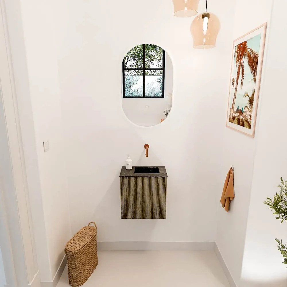 Mondiaz Joya DLux 40cm toiletmeubel dusk met wastafel faye rechts zonder kraangat lava