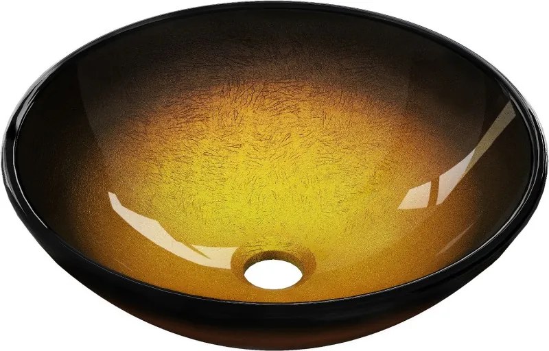 Mexen Mira glazen opbouw wastafel 42 x 42 cm, donker goud - 24124251