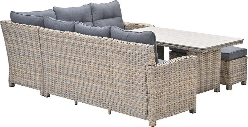Garden Impressions Alaska lounge dining set 6-delig links - vintage willow - light teak vironwood
