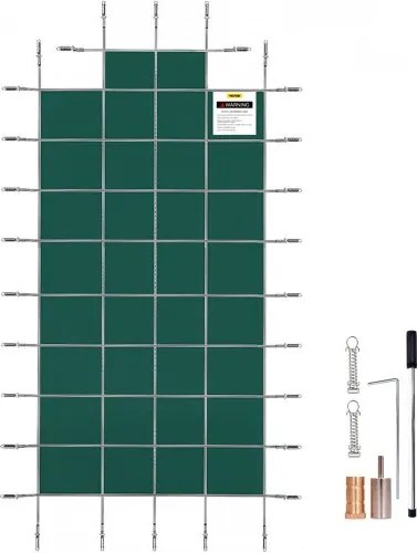 VEVOR zwembadafdekking, geschikt voor 6,1 x 11,6 cm, veiligheidszwembadafdekking, netstof met eindtreden van 1,2 x 2,4 m in het midden, zwembadveiligheidsafdekking voor de winter