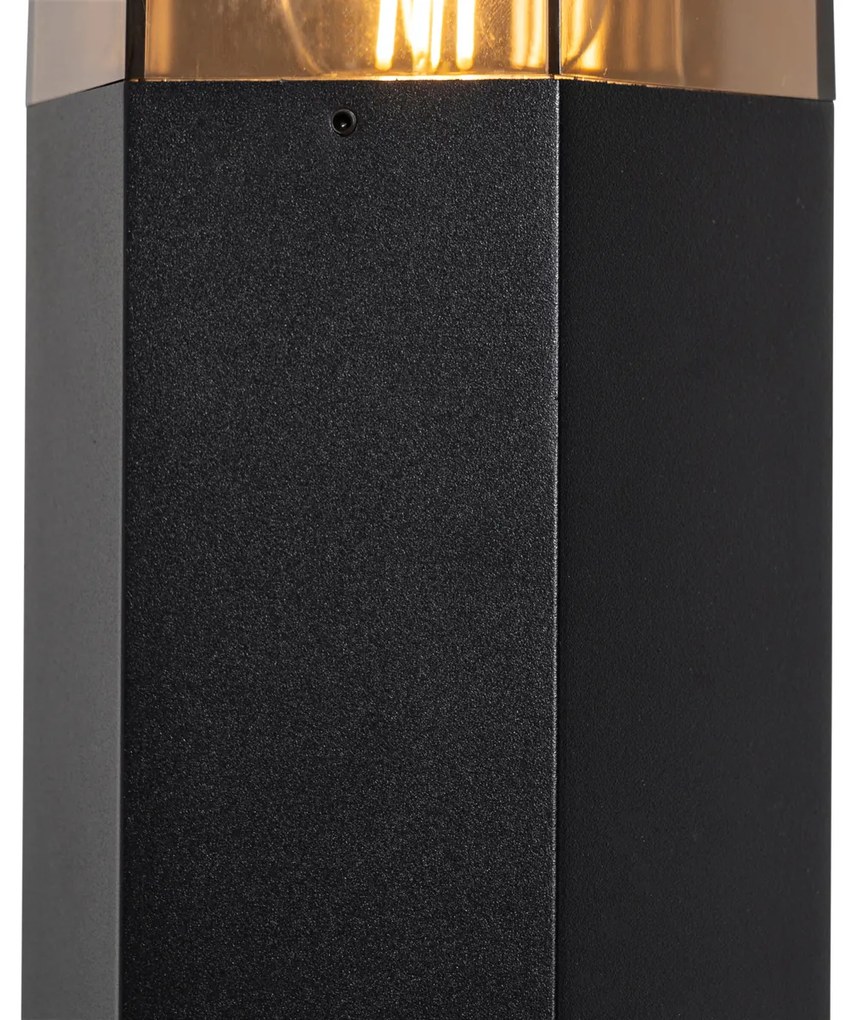 Staande buitenlamp zwart met smoke kap zeshoek 30 cm - Denmark Modern E27 IP44 Buitenverlichting