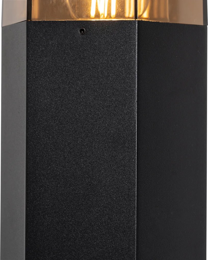 Staande buitenlamp zwart met smoke kap zeshoek 30 cm - Denmark