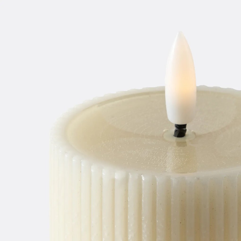 Gestreepte LED kaars in wax H15,5 cm, Caspar