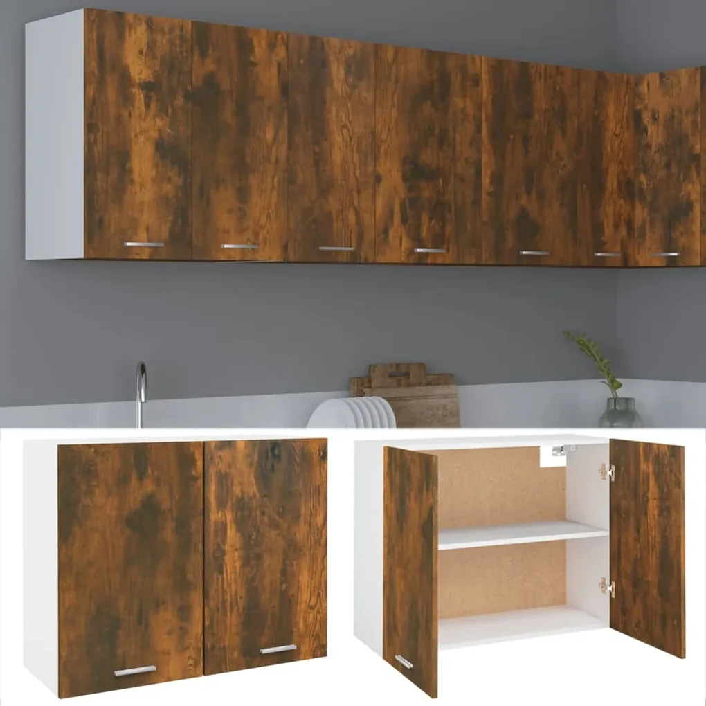 vidaXL Wandkast hangend 80x31x60 cm bewerkt hout gerookt eikenkleurig