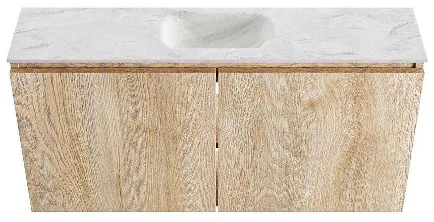 Mondiaz Ture DLux toiletmeubel 100cm washed oak met wastafel opalo midden zonder kraangat