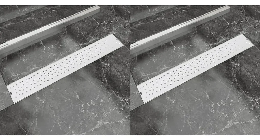 vidaXL Doucheafvoer 2 st rechthoekig bubbel 730x140 mm roestvrij staal