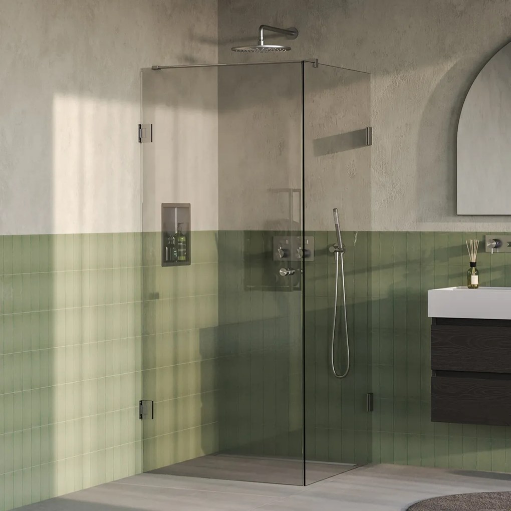 Brauer Void Carving profielloze douchecabine 80x80cm RVS geborsteld PVD