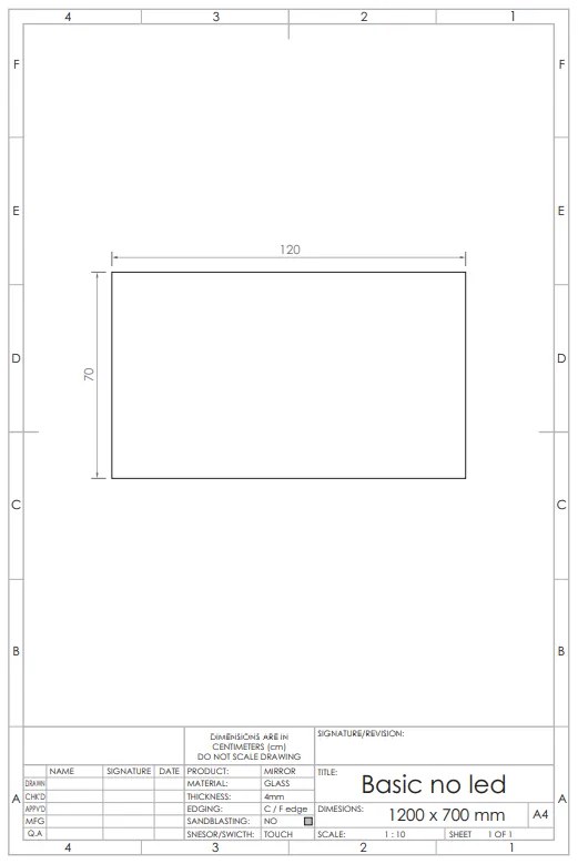 Gliss Design Basic spiegel 120x70cm