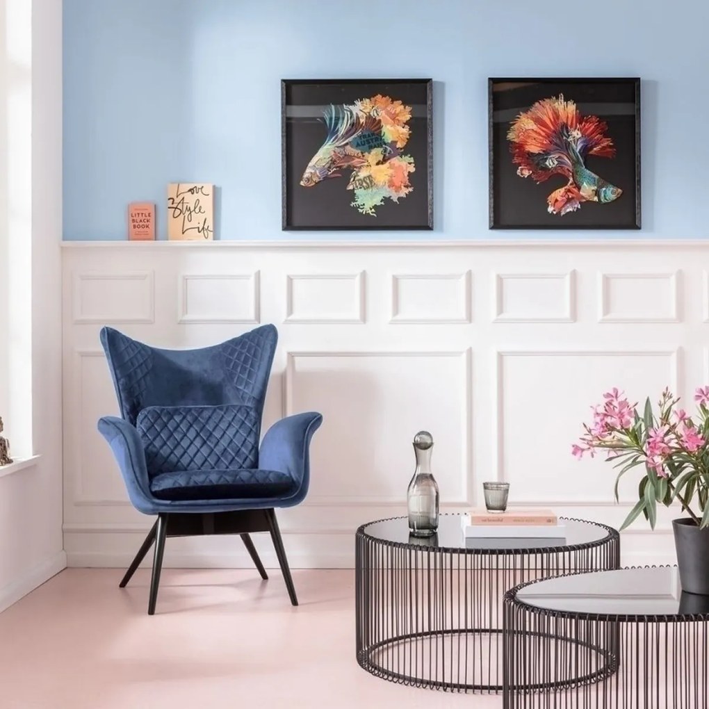 Kare Design Tudor Fluwelen Oor-fauteuil Blauwgroen