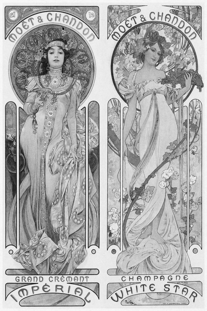 Kunstdruk Moët & Chandon Champagne in Black & White, (26.7 x 40 cm)
