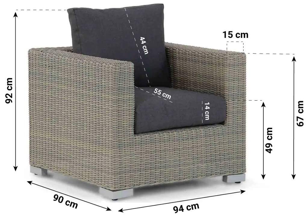 Stoel en Bank Loungeset 5 personen Wicker Taupe  Garden Collections Toronto/Brighton