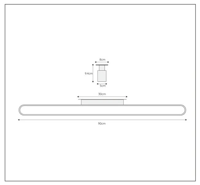 Lucide Madelon spiegellamp 90cm 18W zwart