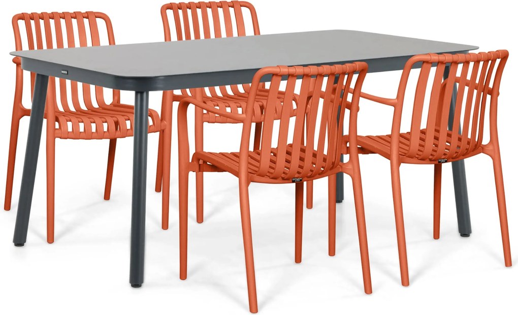 Tuinset 4 personen 160 cm Kunststof Oranje Domani Furniture Alba/Tavano
