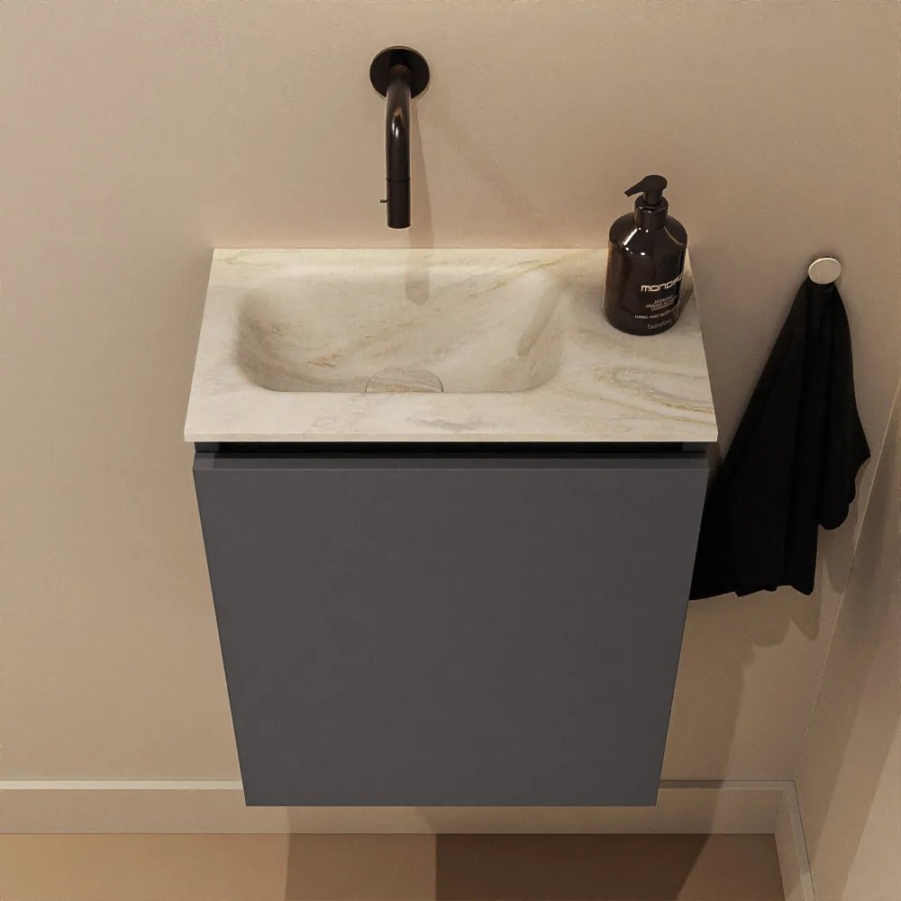 Mondiaz Ture DLux toiletmeubel 40cm dark grey met wastafel ostra links zonder kraangat