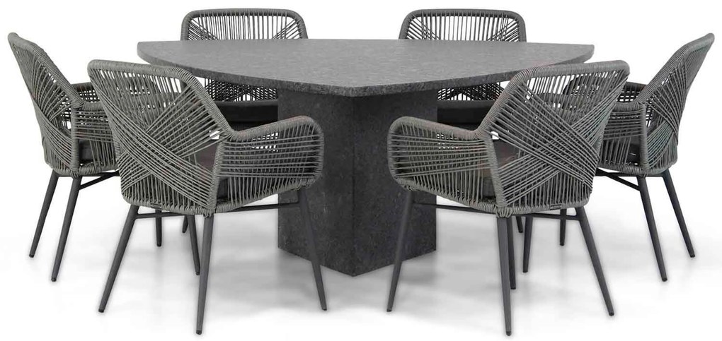 Tuinset 6 personen 170 cm Rope Grijs Lifestyle Garden Furniture Advance/Graniet