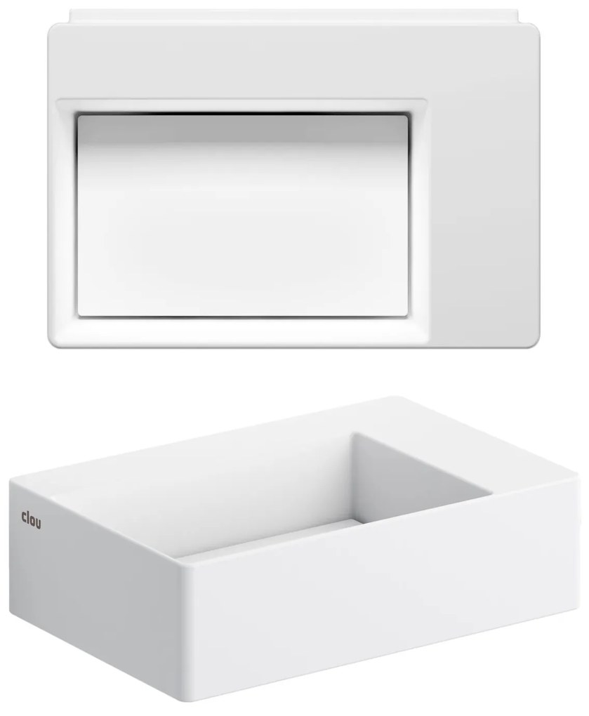 Clou New Flush 2 fontein solid surface 36cm met afvoerplaat wit mat