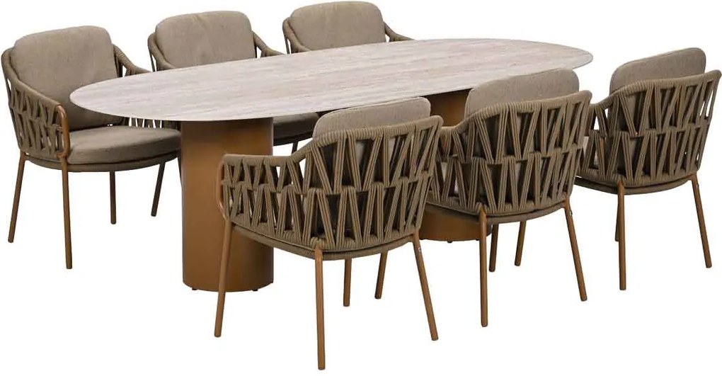 4 Seasons Biarritz tuinset 7-delig amber - Colorado tuintafel 240x105 cm ovaal