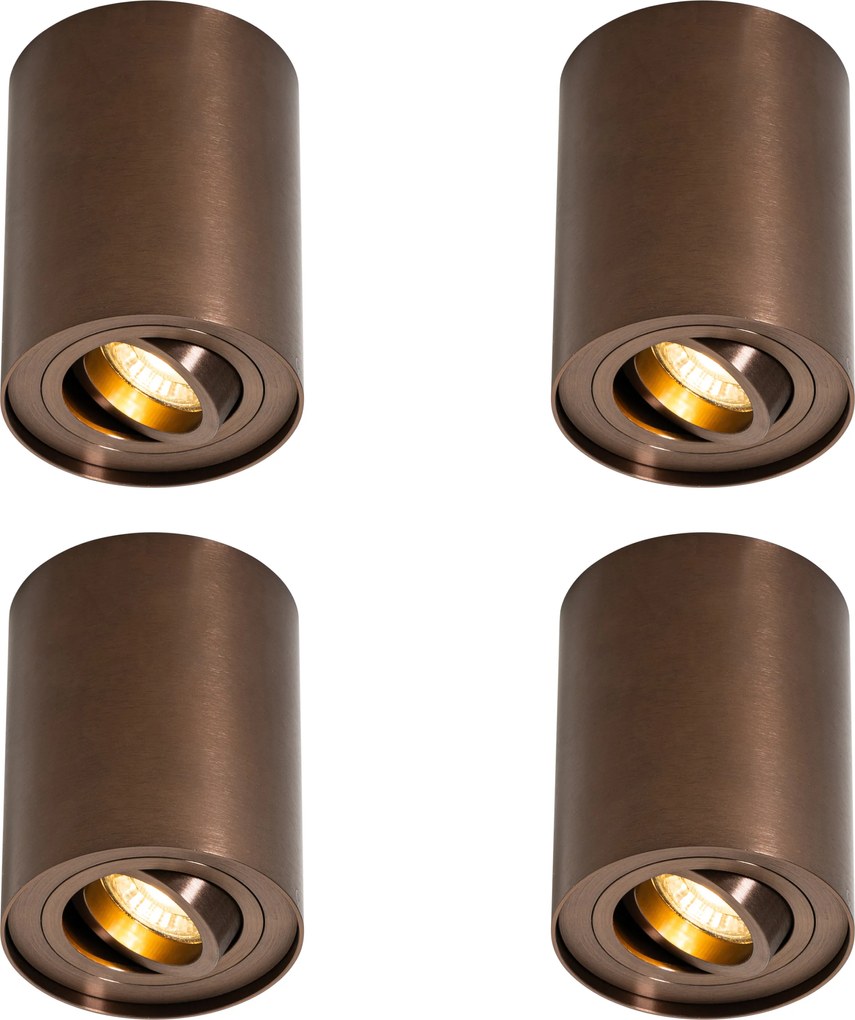 Set van 4 moderne plafondspots donkerbrons draai- en kantelbaar - Rondoo Up