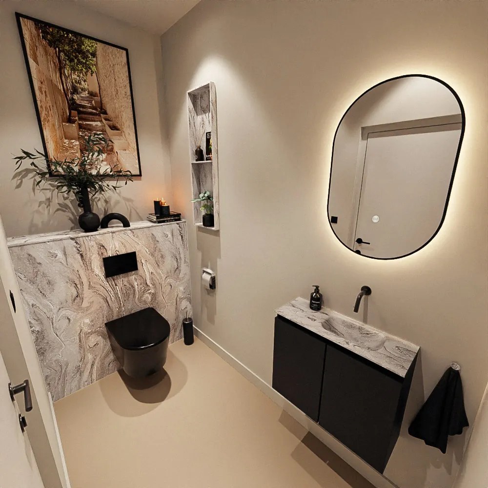 Mondiaz Ture DLux toiletmeubel 60cm urban met wastafel glace rechts zonder kraangat