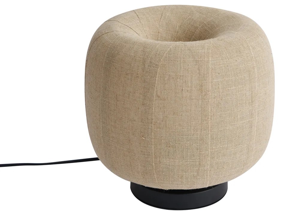 Japandi tafellamp zwart met beige linnen kap 27cm - Nami