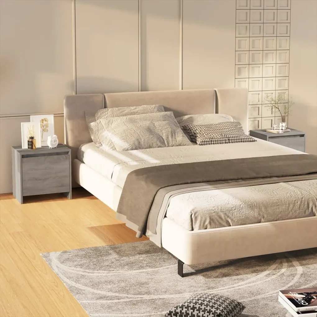 vidaXL Nachtkastjes 2 st 45x34x44,5 cm spaanplaat grijs sonoma eiken