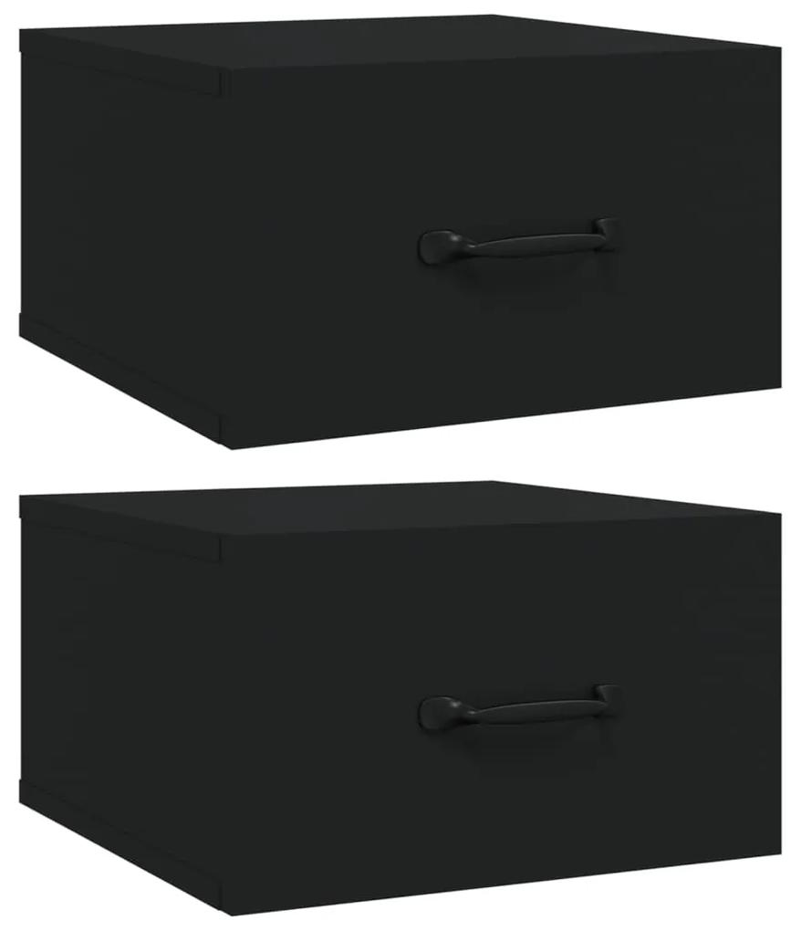 vidaXL Nachtkastjes 2 st wandgemonteerd 35x35x20 cm zwart