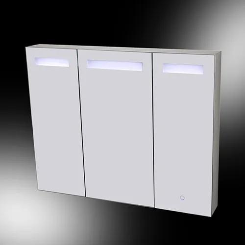 Spiegelkast Aluma 100x80x15cm Aluminium Geintegreerde LED Verlichting Touch Lichtschakelaar Stopcontact Binnen en Buiten Spiegel