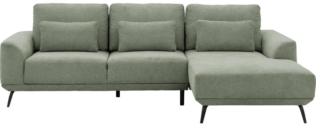 Goossens Excellent Bank Princess Met Elektrisch Uitschuifbaar Zitvlak groen, stof, 3-zits, elegant chic met chaise longue rechts