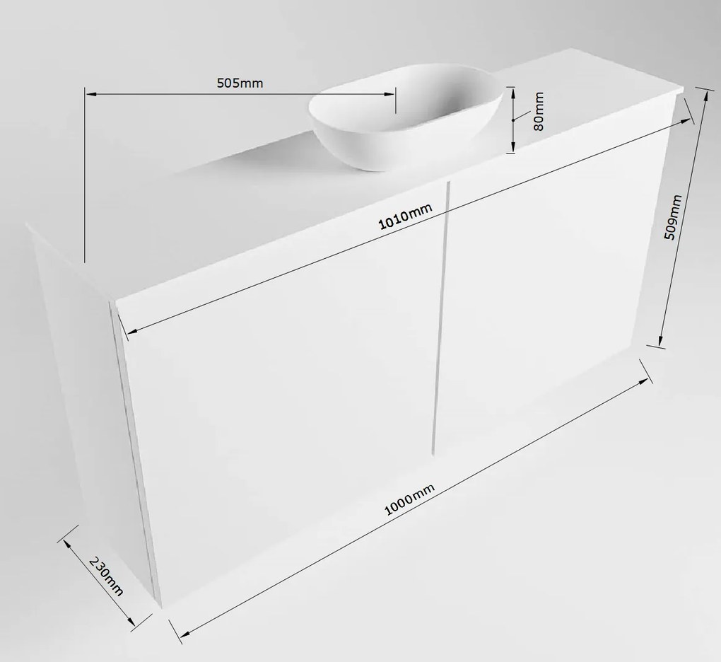 Mondiaz Fowy toiletmeubel 100cm army met zwarte waskom midden en kraangat