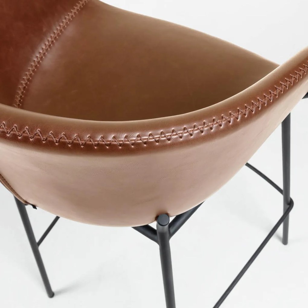 Kave Home Yvette Moderne Barkruk Bruin Leer - Laag