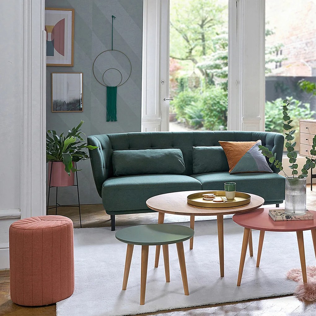 Doorgestikte cilindervormige poef, Jimeo