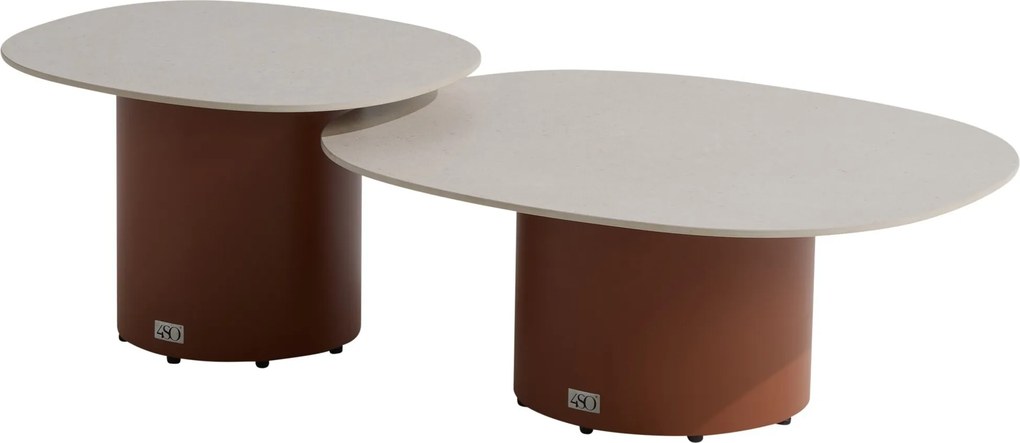 Sofie lounge tuintafels set van 2 keramiek oyster spicy 4 Seasons Outdoor