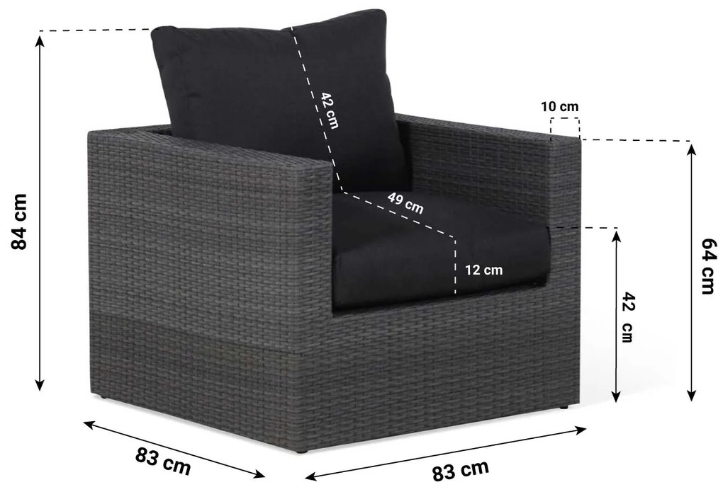 Loungeset 4 personen Wicker Grijs  Garden Collections Houston