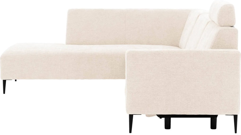 Goossens Hoekbank Tiolo Met Relaxfunctie En Hoofdsteun wit, stof, 3-zits, modern design met ligelement links