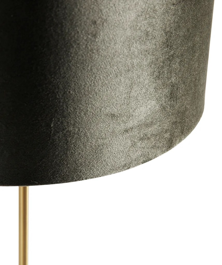 Tafellamp messing met velours kap groen 35cm - Kaso Klassiek / Antiek, Modern E27 Binnenverlichting Lamp