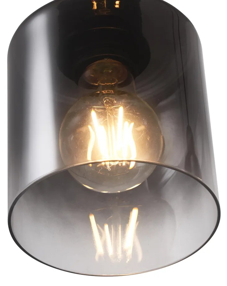 Eettafel / Eetkamer Moderne hanglamp zwart met smoke glas 4-lichts - Dame Modern E27 rond Binnenverlichting Lamp