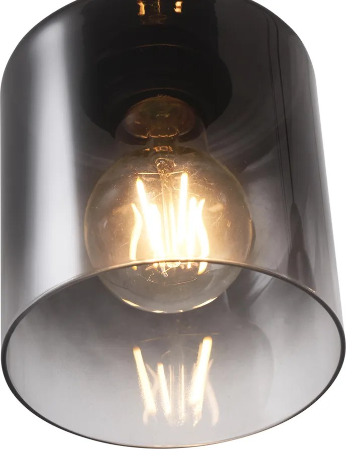 Moderne hanglamp zwart met smoke glas 4-lichts - Dame