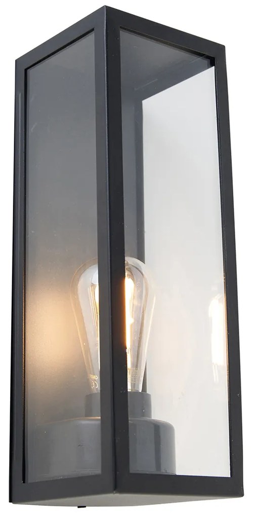 Smart buiten wandlamp met dimmer zwart met glas incl. Wifi ST64 - Rotterdam Long Modern E27 IP44 Buitenverlichting