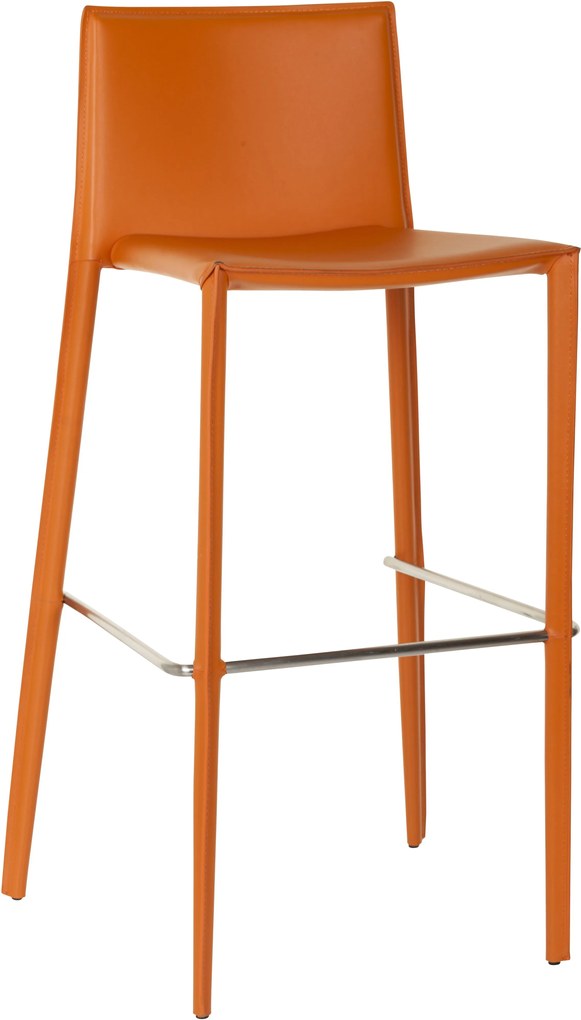 Initials | Barstoel - set van 4 lengte 51,5 cm x breedte 47 cm x hoogte 102 cm oranje barstoelen leer meubels stoelen & fauteuils