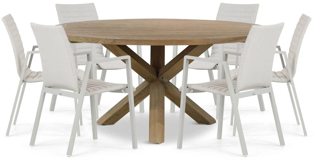 Tuinset Ronde Tuintafel 6 personen 160 cm Aluminium/textileen Taupe  Osmen Joliet/Sand