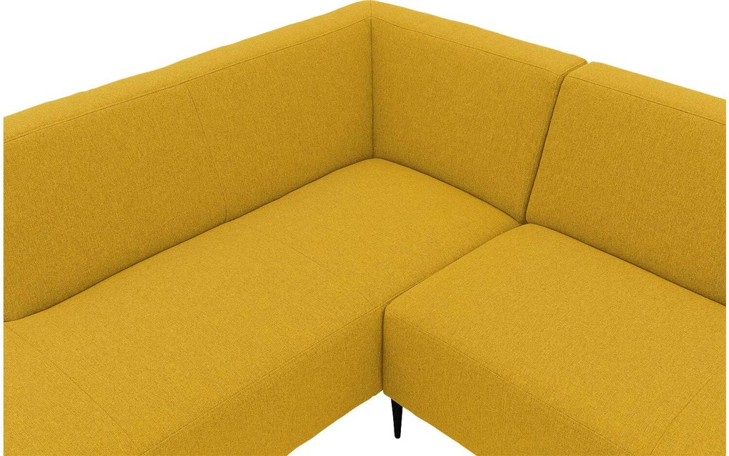 Goossens  Key West geel, stof, 2,5-zits, modern design met ligelement links