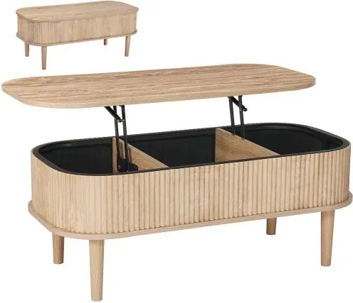 VEVOR in hoogte verstelbare salontafel 1000x480x405-545 mm, woonkamertafel met opbergruimte, uitschuifbare salontafel in mid-century stijl, gemaakt van MDF, tafel met opklapbaar blad voor thuis en op kantoor, natuurlijk hout